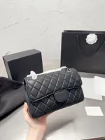 TZ French caviar cf Diamond Quilted Flap Square Bag Luxury Sheepskin Double Flap Shoulder Crossbody Bag Fashion Women&#039;s Golden/Silver Hardware Chain Handbags 20CM