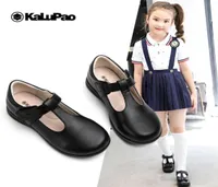 KALUPAO 2019 Spring Children Leather Girl Shoe Fashion Tstrap White Girls Dress Shoes Soft Outsole Black School Shoes for Girls257130943