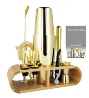 Outils de bar Cocktail Shaker 800600ml Gold Boston Shakers Bar Tools Barware Wine Couches Jigger Spoon with Stand Recipe Drop 22118467338
