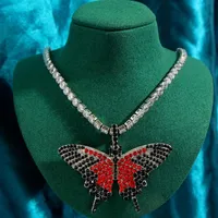 Подвесные ожерелья модное творческое кубинское колье женщины хип -хоп -бабочка классическая циркон женские украшения хрустальный кореш