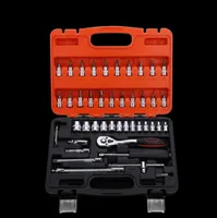 46PCS ratchet wrench socket tool box set manual sleeve tools set for emergency car repair automobile hardware tool accessory8190374