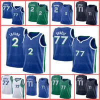 어빙 2 Kyrie Dalla Maverick Luka Doncic Jersey Basketball 77 2022 팬 셔츠 그린 흰색 유니폼