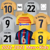 2022 2023 Gavi Lewandowski Pedri Soccer Maglie 22 23 4th Kounde Ansu Fati Ferran Kessie F. De Jong Raphinha Dembele Barcelonas Camisetas de Football Shirt Set per bambini