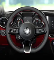 Personnalisé pour Alfa Romeo Stelvio Giulia 202022 Cuir noir volant Wheel DIY Handstitch on Wrap Cover Accessories7571417