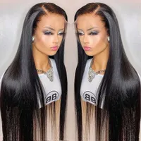 360 Transparent spets främre mänskliga hår peruker brasilianska raka glueless 13x4 spets frontal peruk för svarta kvinnor förpluckade