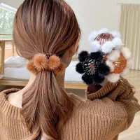 Hair Accessories Bird Nest Claw Clips Expand Cute Plush Ball Scrunchie Bun Ponytail Holder Autumn Winter