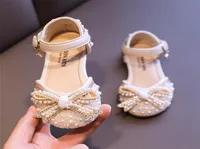 Doce menina sapatos de princesa moda pérola laço de bebê sapatos de bebê infantil festas dança sapatos de couro meninas g83 2206011242062