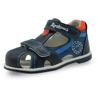 Apakowa Yaz Çocuk Ayakkabı Markası Kapalı Toe Toddler Erkek Sandalet Ortopedik Sport PU Deri Bebek Sandalet Ayakkabı 220427221C4064762