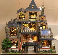 DIY 나무 인형 하우스 키트 가구 라이트 카사 유럽 빌라 하우스 장난감 성인을위한 룸 박스 크리스마스 선물 2208785779