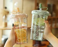 Wasserflaschen 520 ml Glitzerflasche Doppelschicht Becher mit Stroh für Mädchen Bubble Tea Tasse Getränkeiche und Leckdosen 2211229026483