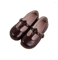 Flat Shoes Kids T Strap Fretwork Platform Girls Princess Buckle Mary Janes Girl Baby Children Leather Black Brown7023847
