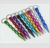Multifunctionele zelfverdediging Spike Keychains For Women Menbag Alloy Key Holder Charm Hangende hanger auto Key Chains sleutelring 9 kleuren op voorraad