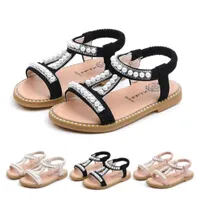 Sandals Size 2130 Summer Baby Girls Toddler اطفان الأطفال ينزلقون على أحذية اللؤلؤة الكريستالية الرومانية للأطفال 1703704