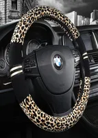 Nueva cubierta del volante peluche de mango tibio leopardo adecuado para 3738 cm de di￡metro2991023