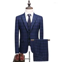 Men&#039;s Suits (Jacket Vest Pants) 2023 Uomini Vestiti Di Modo Della Banda Casuale Uomo Slim Fit Business Wedding Vestito Da Sposa