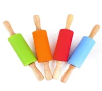 Wooden Silicone Rollers Rolling Pin For Kids Kitchen Cooking Baking Tools Pasta Cookie Dough Pastry Kitchens Tool4090844