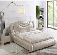 GENUINE LEATHER BED ELEGANT STYLE LIGHT YELLOW DOUBLE PESON MODERN FASION GOOD QUALITY SIZE 180200cm A20D1346950