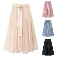 Skirts Dog Falda Women's A Line Fairy Elastic Midi High Wisting Bordery Patchwork lindo para niñas Tamaño 1416