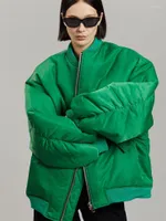 Kadın Trençkotları Kış Ceketleri Kadınlar 2023 Büyük boy gevşek bombardıman ceketleri bf yastıklı parkas moda cep fermuar düz renk şık abrigos