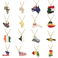 Hanger kettingen nationale vlag charme ketting glazuur sieradenketen nigeria cultuur Afrika Dominicaanse kaart reisgeschenk