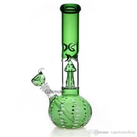 Green Mushroom Glass beaker bong water pipe with down stem heady dab oil rig bongs rigs zob hitman straight tube hookah 50*5 tube hookahs