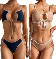 Szwy z szwu damskie damskie stroje kąpielowe bikini 2021 Dwukierunkowy patchwork niskopasmowy garnitur kąpielowy kobiet039s kąpiel t9wb74938162541755