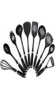 Cooking Tools Set High Temperature Resistant Nylon Kitchenware Shovel Turners Kit Black Cookware Utensils Kitchen Supplies Y04288622302