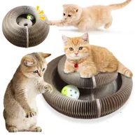 매직 오르간 고양이 장난감 고양이 스크래치 보드 둥근 골판지 긁힘 긁는 포스트 장난감 고양이 연삭 발톱 고양이 액세서리