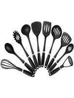 Cooking Tools Set High Temperature Resistant Nylon Kitchenware Shovel Turners Kit Black Cookware Utensils Kitchen Supplies Y04282316488