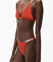 Damas Carta Wang Bikini Set Fashion Women039s Swimsuit Sexy Simple Strap Biquini Set informal delgado de playa delgada con cintura CH5642899