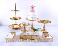 Другое выпечка 7 ПК в европейском стиле хрустальная кекс тарелка Металлическая свадебная стойка для торта набор для праздничной вечеринки Displaytray7611256