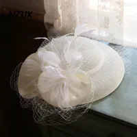 헤드 피스 여성 여성 대형 뇌하이 웨딩 모자 칵테일시나 메이 파티 파티 교회 교회 헤드웨어 공식적인 꽃 머리 액세서리