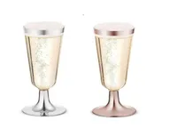 Одноразовая посуда 2550100pcs Пластиковое розовое золото rimmed flutes 55 унций прозрачные жесткие свадебные чашки.