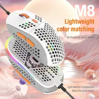 Mice M8 Gaming Wired Mouse Gamer 6400 DPI Lightweight Colorful RGB Luminous Pc Gamer Office Mouse Keyboard For PC Laptop Gaming J230213