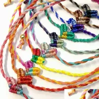 Bangle Bohemia Gradienten S￼￟igkeiten Farben 18k Gold Perlen Herzf￶rmiges Liebe Lucky Handmade Seil geflochtenes Armband Ehepaar Schwester Geschenk DHKW2