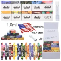 USA Stock Cake Vollglas Atomizer Vape Patronen Verpackung 1,0 ml 0,8 ml Keramikkarren e Zigaretten leer dicke Öldampfer 510 Faden
