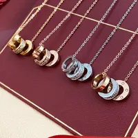Fashion ketting designer sieraden voor minnaar man vrouwen 3 ringen hebben diamant hanger ketting feestje bruiloft valentijn kerstjuwelen cadeau