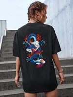 Camisetas para mujeres Blue Fire Dragon Creativity Tampa impresa Camiseta Femenina Excelente Camiseta informal