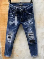 DSQ Jeans Mens de luxe Designer Jeans Skinny déchiré Cool Cool Causal Hole Denim Fashion Marque Fit Jeans Hommes lavés Pantalon 61283