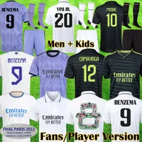 22 23 Spelarversion Soccer Jerseys 3: e Benzema Real Madrids 2021 Finalsm￤stare 14 Kit Rodrgo Camiseta 2022 2023 Vini Jr Camaveringa Tchouameni Football Shirt Kids