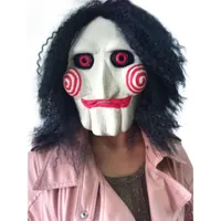 New Movie Saw Chainsaw massacre Jigsaw Puppet Masks Latex Creepy Halloween gift full mask Scary prop unisex party cosplay supp242a