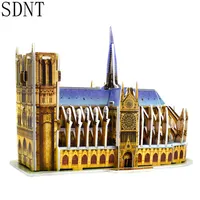Puzzles Kids Notre Dame de Paris 3D Paper Model DIY Cardboard Building Assembly Game Educational Toys for Children Gifts 0213