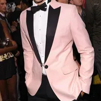 دعاوى رجال Pink Evening Party رسمية رجال الذكور 2023 الأسود ذروتهم من طية صفيرة من قطعتين عريس العريس مخصص مخصص (سروال سترة)