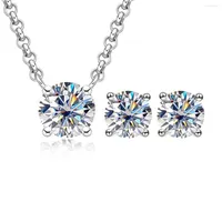 ペンダントネックレスAnujewel 2ct Moissanite Necklace 1CT Earrings 925 Sterling Silver Jewelry Bridal Set Woll for women264u