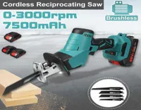 Electric Saws Brushless Reciprocating Saw Handsaw Saber With LCD Light Multifunction For Metal Wood Pipe Cutting 4 Blades Kit8821162