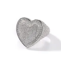 Hip Hop Sweet Casting Rings with Side Stones Lover Couple Heart Shape Men Women Finger Wedding Gift Jewelry