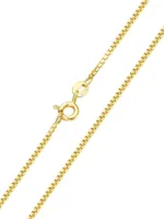 Kedjor Pure Gold Chain for Women Real 18K Yellow Box Halsband tunn länk 0,6mm/1mm/1.3mmw italiensk AU750 smycken