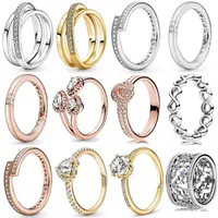 Band Rings 925 Sterling Silver Popular Ring Signature Crossover Pave Triple Forget-me-not Infinite Love Knot Ring For Women Jewelry Gift G230213