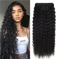 Afro Kinky Curly Wave Synthetic Hair Clip in Hair Extensions 20inch Long Natural Color Clips Extension Hair 200g ombre cheveux doux