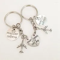 Keychains No Matter Where Partners In Crime Heart Keyring Aircraft Compass Couple Key Chains BFF Friendship Friend Jewelry